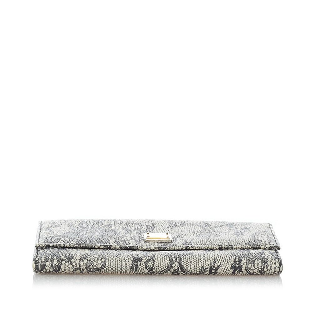 Dolce & Gabbana Dolce and Gabbana Flower Long Wallet Black Beige Leather Ladi... - Picture 4 of 8
